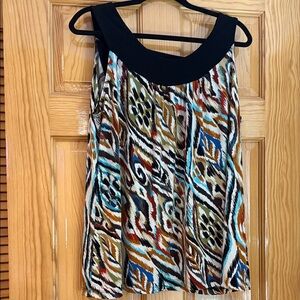 Dress Barn Black and Multicolor Patterned Blouse